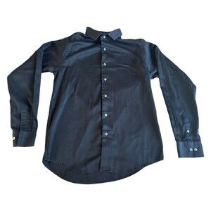 Calvin Klein Sateen Classic Black Button Up Womens 16 Dress Shirt Work Blouse